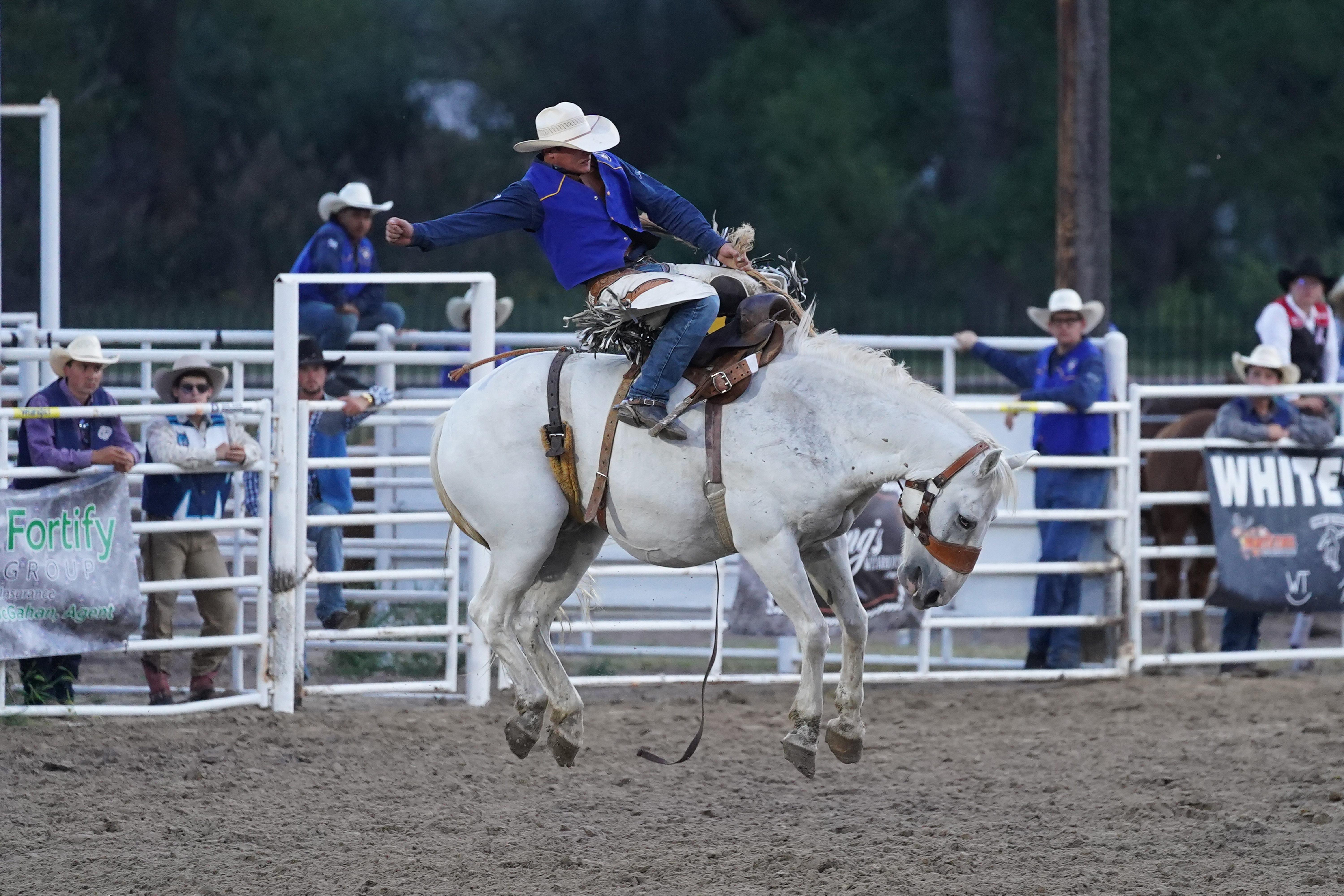 Mid-Plains Community College student-athlete competes in the saddle bronc event during the MPCC Stampede. 