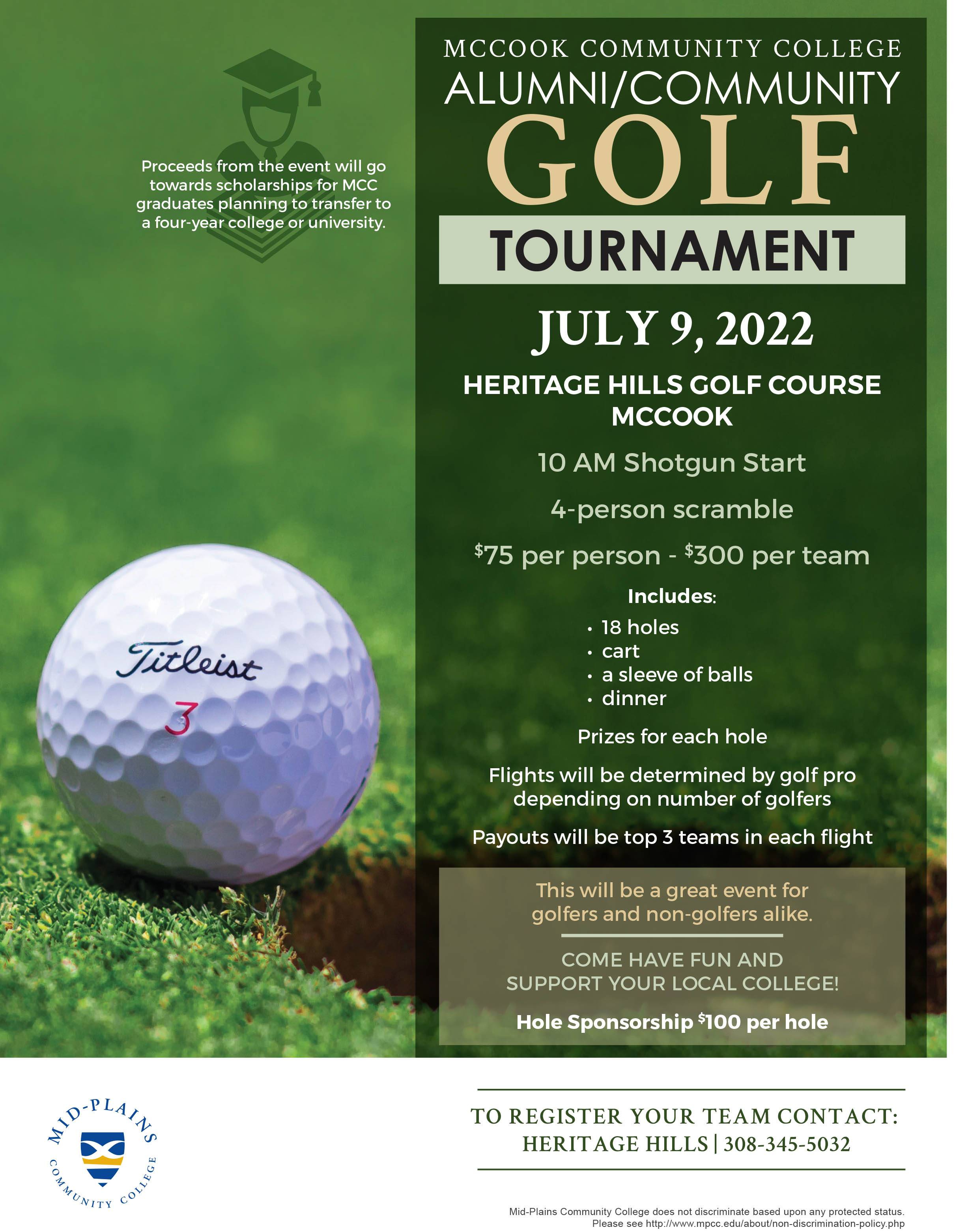 The 2022 MCC alumni/community golf tournament July 9