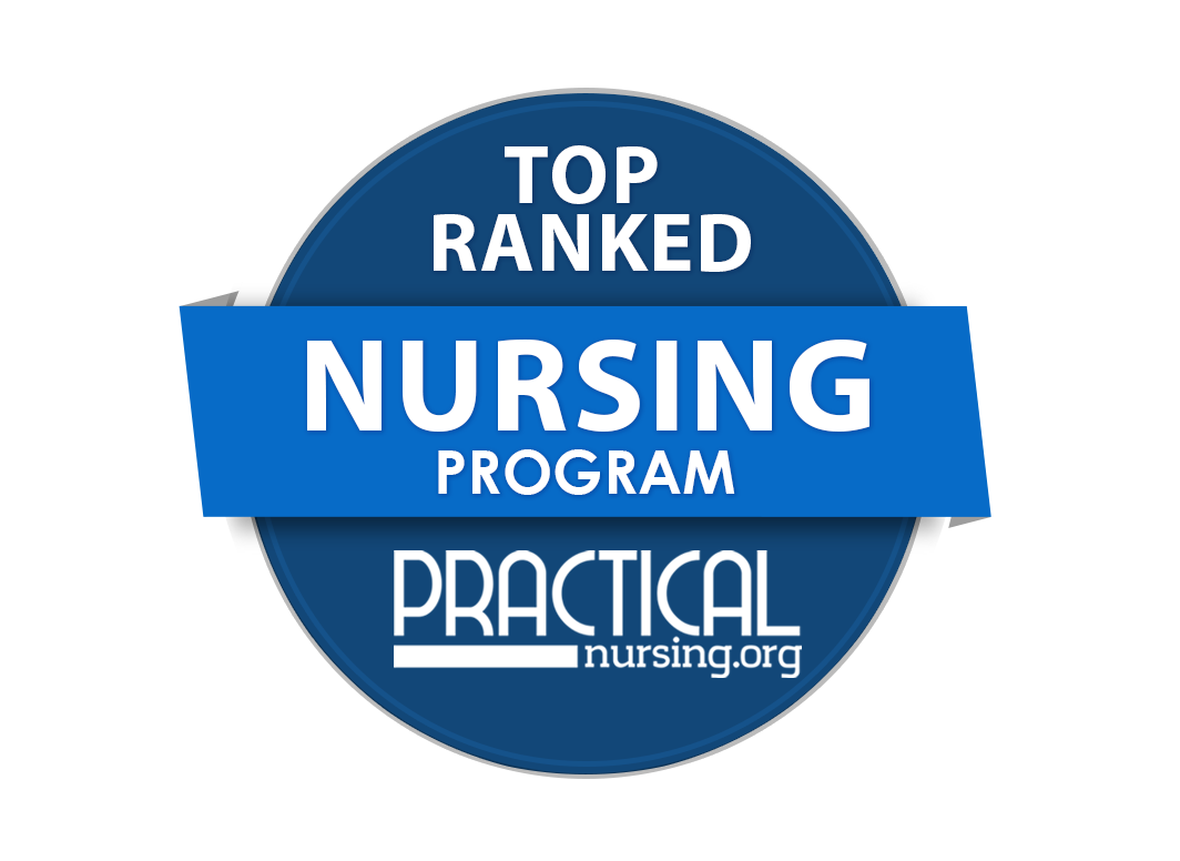 Practical Nursing Program badge saying top ranked nuring program.